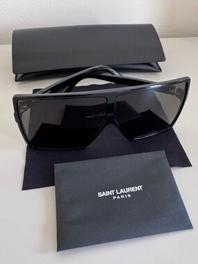 Saint Laurent Oversized Black Shield Sunglasses